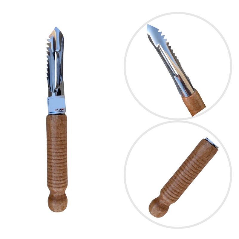 Stainless Steel Corer with Ergonomic Wooden Handle with Peeler - Vegetable Peeler Tool 2 * 1 Easily and Accurately - Image 5