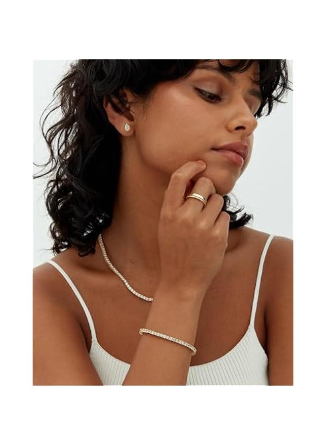 PAVOI 14K Gold Plated 3mm Cubic Zirconia Classic Tennis Bracelet | Gold Bracelets for Women | Size 6.5-7.5 Inch - Image 4