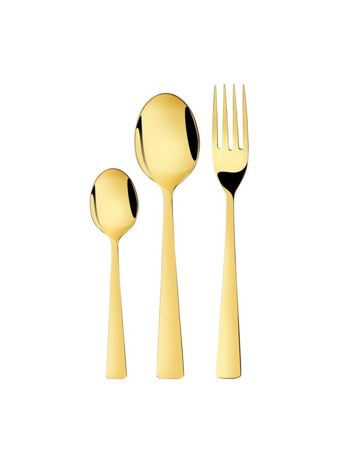 FNS FNS Montavo Alexa Gold 18 Piece Stainless Steel Cutlery Set with Leatherette Box (6 Dinner Spoon, 6 Dinner Fork & 6 Teaspoon) 