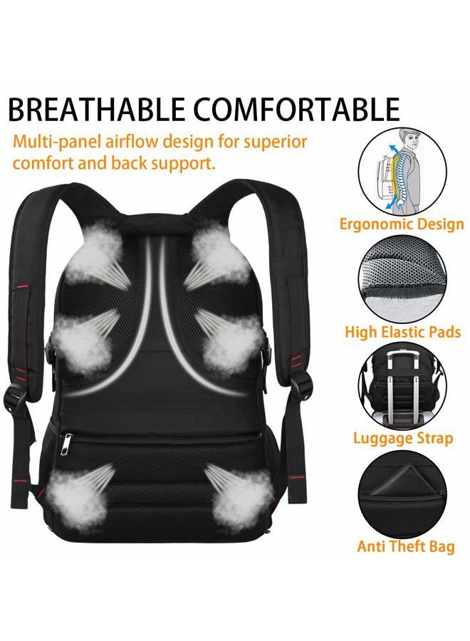 LTINVECK Extra Large Travel Laptop Backpack TSA Durable Computer College School Bookbag with USB Charging Port for Men, Black, XL, casual/functional, solid/classic - Image 5