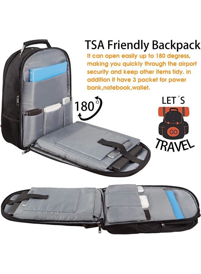 LTINVECK Extra Large Travel Laptop Backpack TSA Durable Computer College School Bookbag with USB Charging Port for Men, Black, XL, casual/functional, solid/classic - Image 2