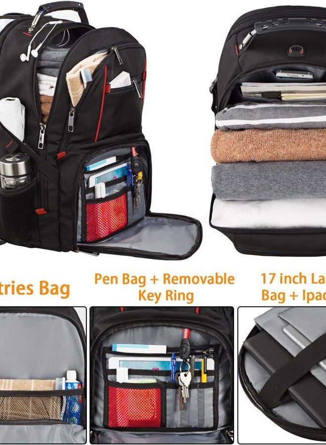 LTINVECK Extra Large Travel Laptop Backpack TSA Durable Computer College School Bookbag with USB Charging Port for Men, Black, XL, casual/functional, solid/classic - Image 3