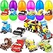AMENON 12 Pack 3 Large Filled Easter Eggs with Stem Toy Cars Kids Easter Basket Essential Plastic Surprise Egg Building Blocks 6 in 1 Transform Construction Vehicle Basket Stuffers Boy Egg Hunt Party Favor - Image 2