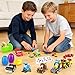 AMENON 12 Pack 3 Large Filled Easter Eggs with Stem Toy Cars Kids Easter Basket Essential Plastic Surprise Egg Building Blocks 6 in 1 Transform Construction Vehicle Basket Stuffers Boy Egg Hunt Party Favor - Image 4