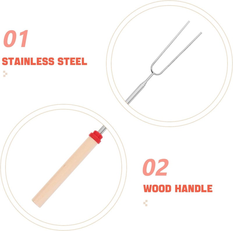 PRETYZOOM 4pcs Extendable Stainless Steel Fondue Forks Set with Wooden Handles for Fruit, Chocolate, Cheese, and Dessert Bbq Use in Black, Blue, Green, and Red Colors - Image 3