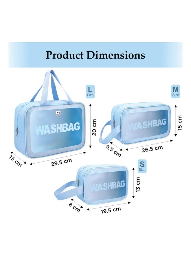 NFI essentials Pack of 3 Transparent Washbag Pouch, Makeup Pouch for Women Cosmetic Organizer Bag Travel Makeup Bag Portable Carry Toiletry Storage Bag Pouch for Girls - Image 4