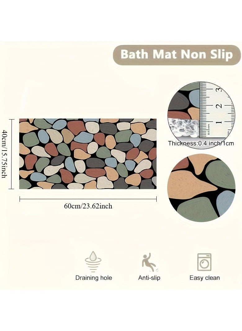 Luxury PVC Shower Mat Bathroom Non-Slip Mat with Drainage Holes Cuttable Silvery Circle Toilet Floor Mat Hollow Anti-Slip Draining Pad Household Toilet Foot Mat  - Image 2