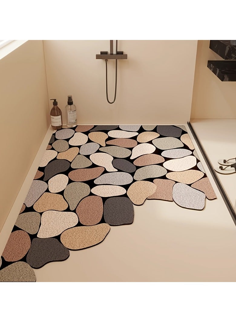 Luxury PVC Shower Mat Bathroom Non-Slip Mat with Drainage Holes Cuttable Silvery Circle Toilet Floor Mat Hollow Anti-Slip Draining Pad Household Toilet Foot Mat  - Image 5
