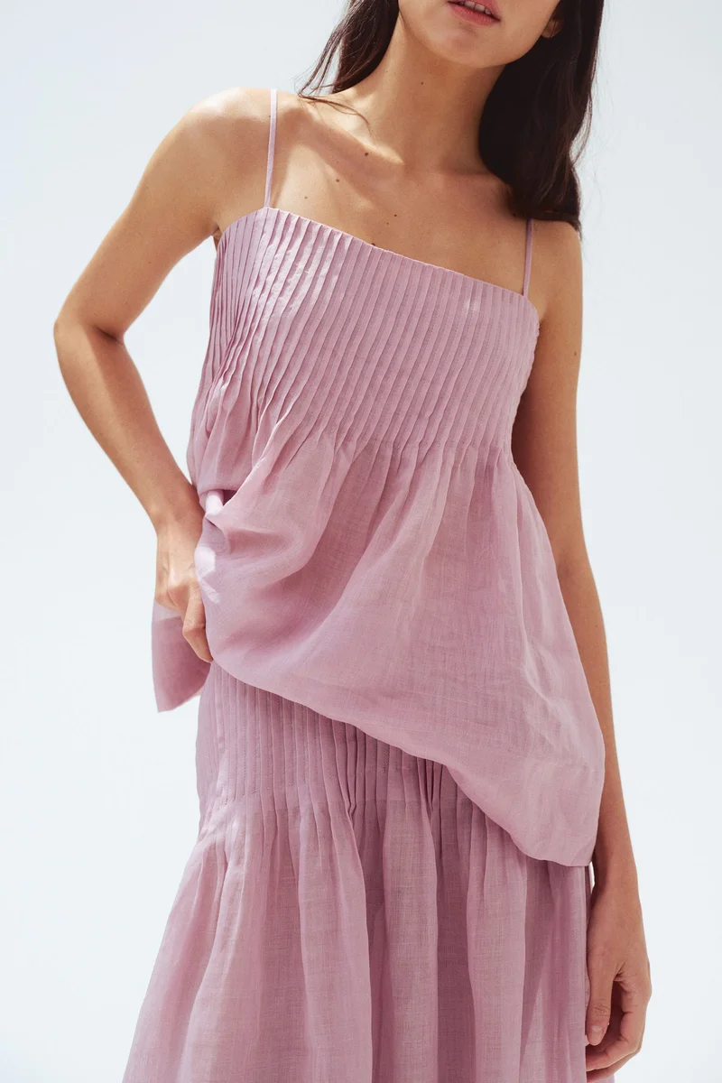 H&M Pintucked ramie strappy top