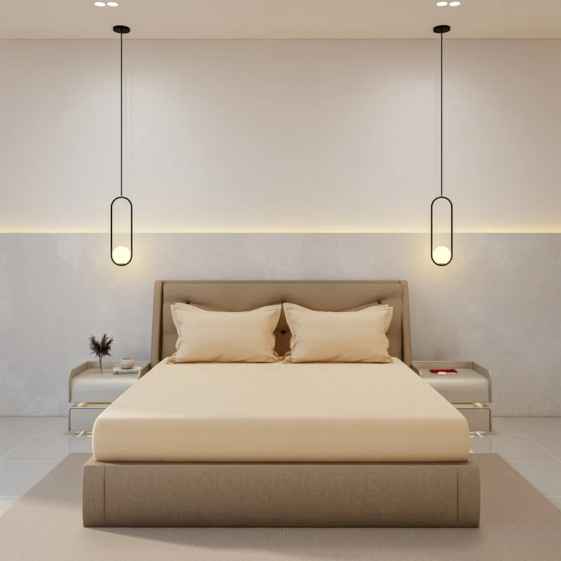 DWELL 500 Thread Count 100% Egyptian Cotton Sateen Fitted Sheet