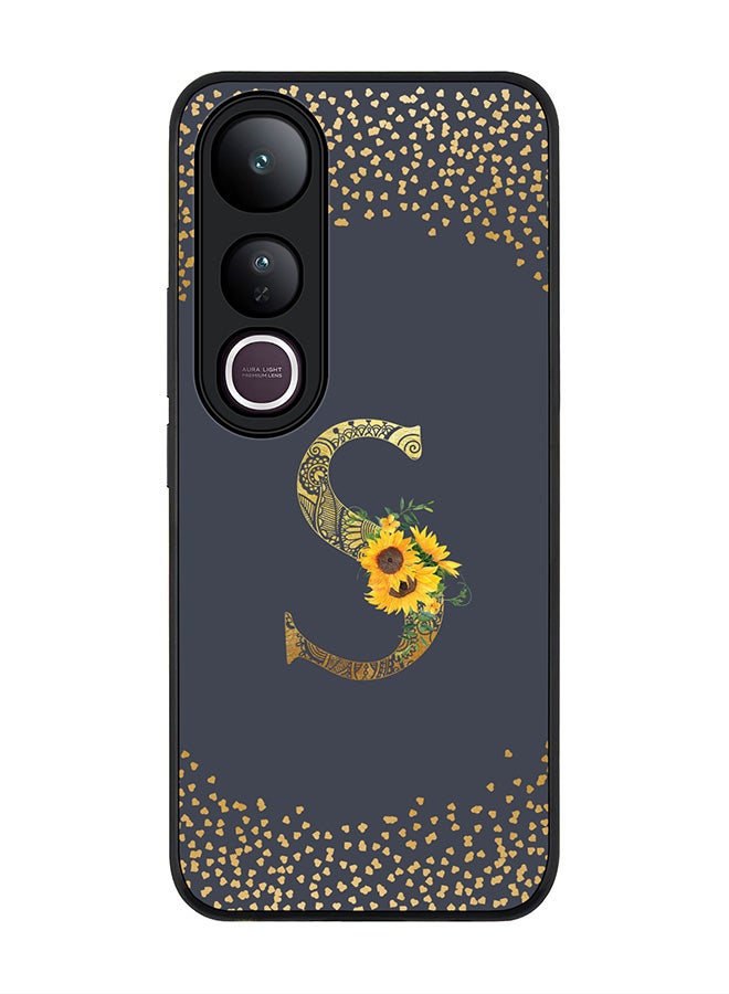 Stylizedd For vivo V50 Lite Case,Slim fit Camera Protection, Shockproof Thin Phone cover  - Custom Floral Monogram - S  (Grey )