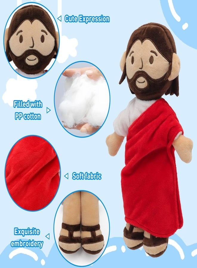 Yelakey Brown Jesus Plush Doll Guardian Stuffed Animal Baptism plushie Savior Toy Gifts for Church Sunday School Religious Easter Gift (RED) - Image 3