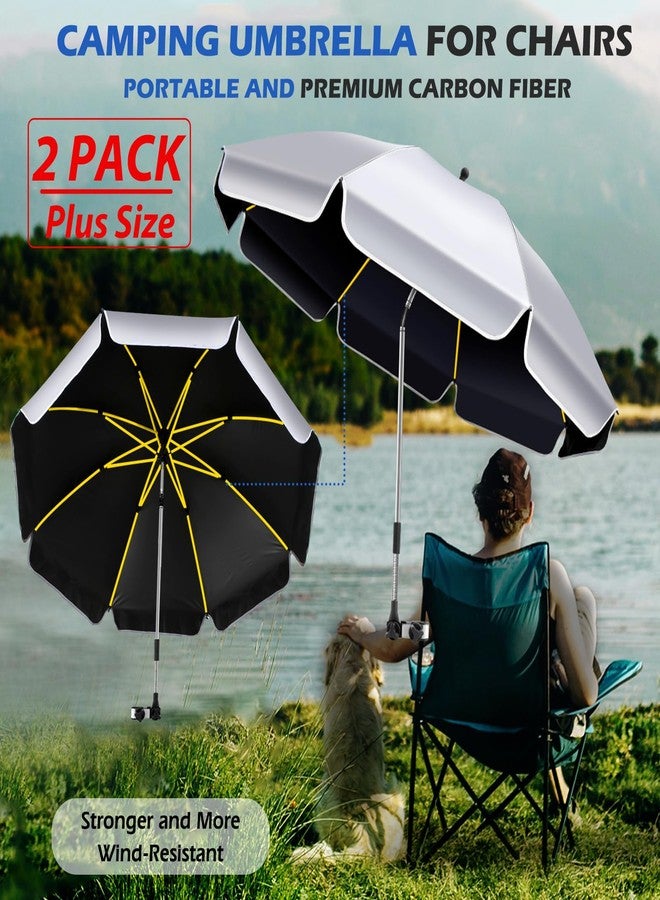 QTREE intelligence 2Pack 48.8 inch Large Beach Umbrella with Clamp Sun Shade for Beach Chair, 360°Adjustable UV Protection Golf Umbrella with Clip for Outdoor Stroller Wheelchair Camping Chair - Image 3