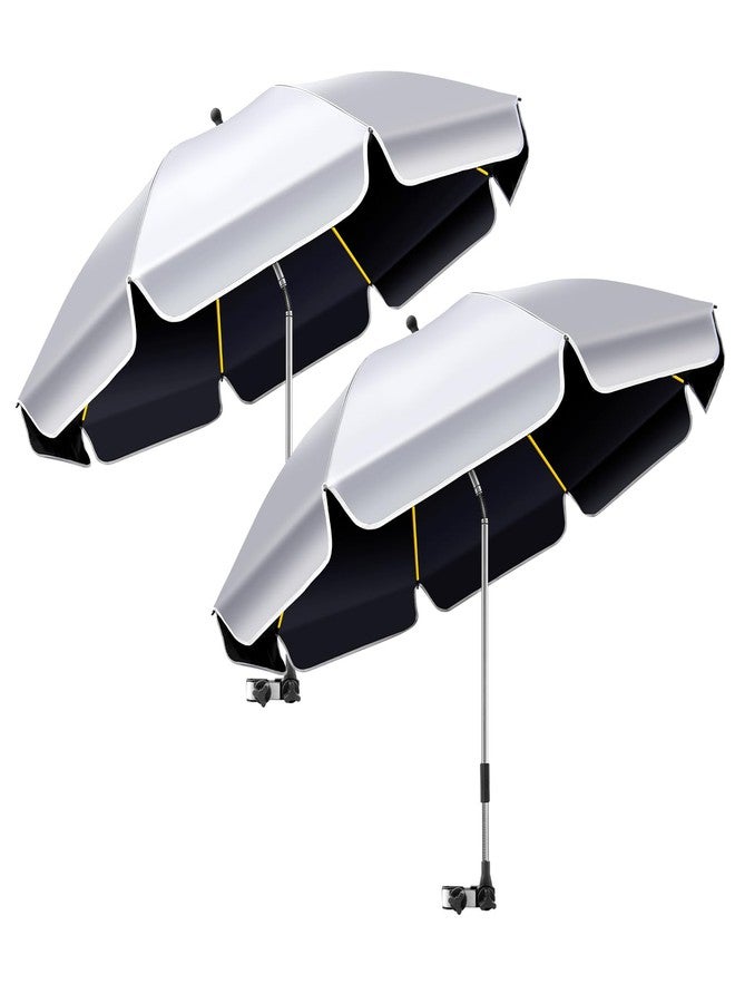 QTREE intelligence 2Pack 48.8 inch Large Beach Umbrella with Clamp Sun Shade for Beach Chair, 360°Adjustable UV Protection Golf Umbrella with Clip for Outdoor Stroller Wheelchair Camping Chair - Image 1