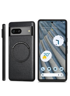 KASTWAVE Compatible Google Pixel 7A Magnetic Case,Slim Shockproof Soft PU Leather & Hard PC Full Protective Cover Google 7A 6.1”,Compatible with MagSafe Charging & Accessories,Pixel 7A Cases 2023 Black  - Image 1