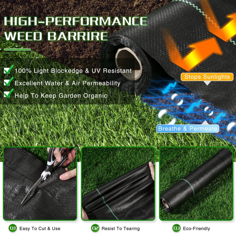 Kijamilee Weed Barrier Landscape Fabric Heavy Duty, 2.6FT x 100FT Thicken Garden Blocker Fabric Weed Mats, Weed Control Garden Cloth, Woven Geotextile Fabric for Garden Beds, Underlayment, Commercial Driveway - Image 4