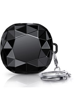 Ozone Case Compatible with Samsung Galaxy Buds 2 Pro  Galaxy Buds 2  Galaxy Buds Pro Galaxy Buds Live Diamond pattern PC Protective Cover with Keychain-Black  - Image 1