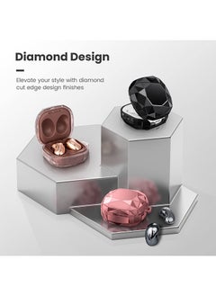Ozone Case Compatible with Samsung Galaxy Buds 2 Pro  Galaxy Buds 2  Galaxy Buds Pro Galaxy Buds Live Diamond pattern PC Protective Cover with Keychain-Black  - Image 4