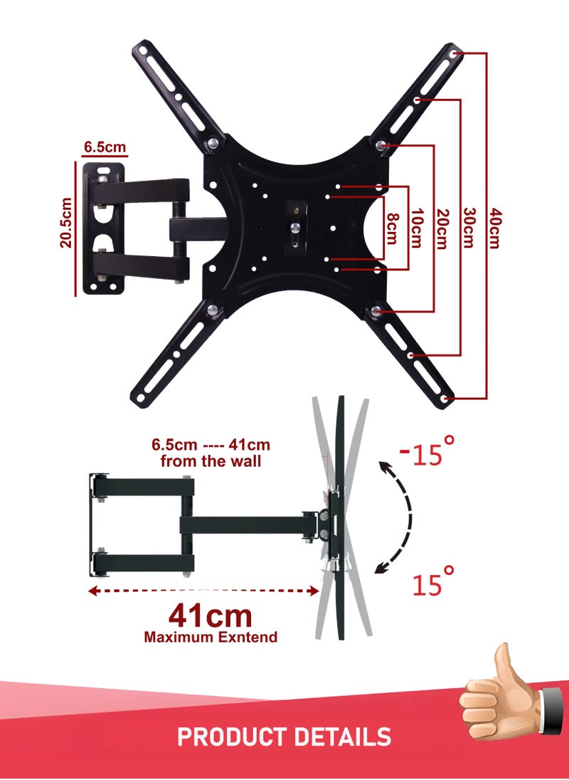 Generic - Full Motion TV Wall Mount Bracket Flexible TV Mount for LCD LED Monitors and Televisions Swivel and Tilt TV Stand Holder for 14-55 Inch Screens - Image 1
