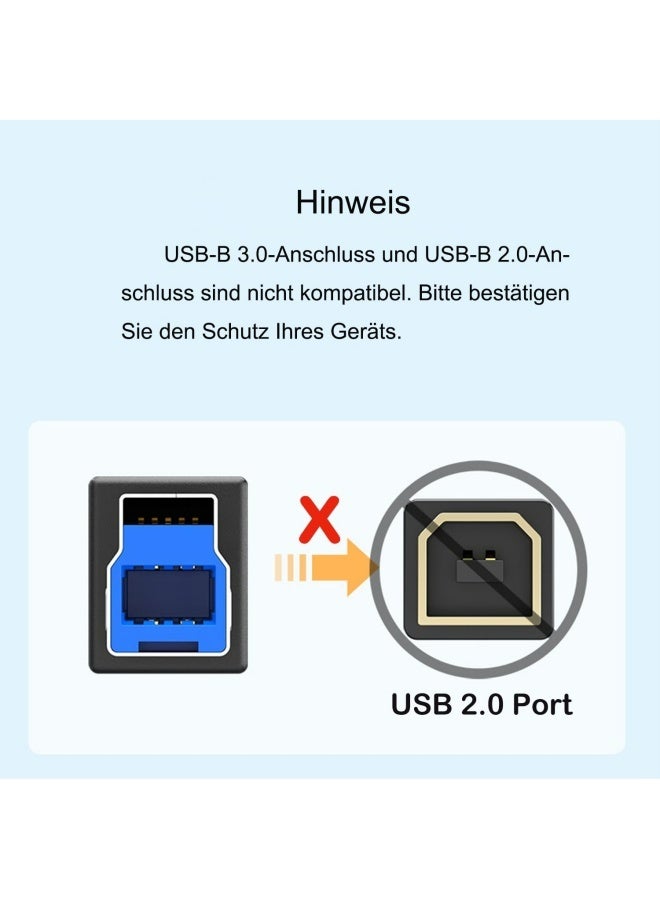 أبلينم كابل USB 3.0 من النوع A ذكر إلى النوع B ذكر بطول 1.5 متر، كابل USB 3.0 فائق السرعة من النوع A ذكر إلى النوع B ذكر - للماسحات الضوئية والطابعات ومحركات الأقراص الصلبة الخارجية لأجهزة الكمبيوتر المكتبية وغيرها - Image 2