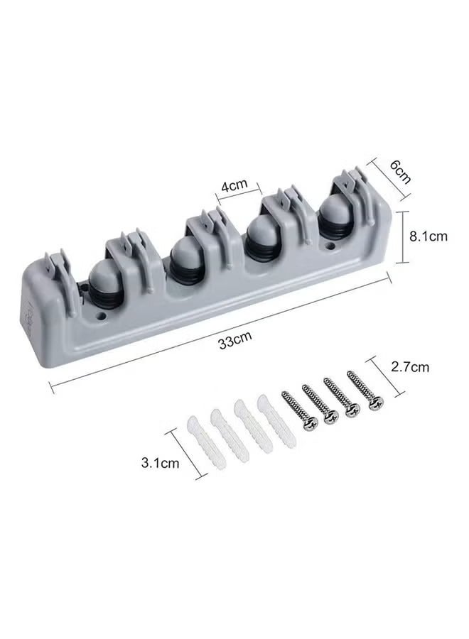 Beauenty Mop And Broom Holder, Wall Mounted Organizer Mop And Broom Saving Space Storage Rack For Kitchen Garden And Garage,Laundry Offices,5 Position With 6 Hooks Multicolour - Image 3