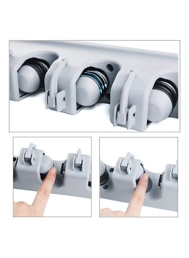 Beauenty Mop And Broom Holder, Wall Mounted Organizer Mop And Broom Saving Space Storage Rack For Kitchen Garden And Garage,Laundry Offices,5 Position With 6 Hooks Multicolour - Image 4