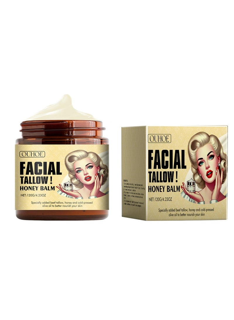 OUHOE - Beef Tallow Honey Balm - Beef Tallow for Skin with Beef Tallow and Honey, Moisturizing and AntiAging ,Grass Fed Beef Tallow Face Cream - Image 1