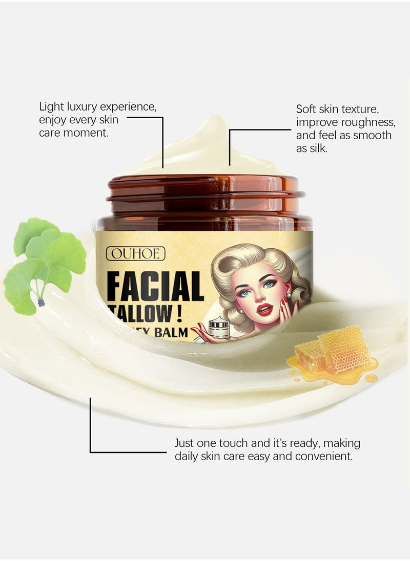 OUHOE - Beef Tallow Honey Balm - Beef Tallow for Skin with Beef Tallow and Honey, Moisturizing and AntiAging ,Grass Fed Beef Tallow Face Cream - Image 1