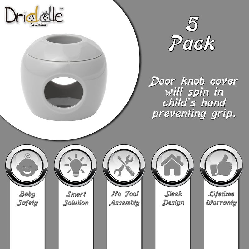 Driddle New & Improved - Door knob Baby Safety Cover - 5 Pack - Deter Little Kids from Opening Doors with A Child Proof Door Handle Lock - Driddle - Image 3
