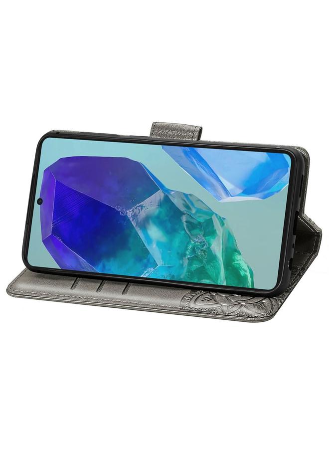 اس-توب جراب لهاتف Samsung Galaxy S24 FE 5G جراب هاتف جلدي منقوش عليه زهور الحب على شكل فراشة - Image 4