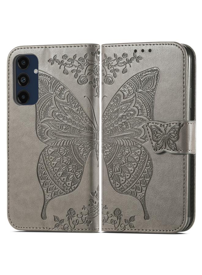 اس-توب جراب لهاتف Samsung Galaxy S24 FE 5G جراب هاتف جلدي منقوش عليه زهور الحب على شكل فراشة - Image 2