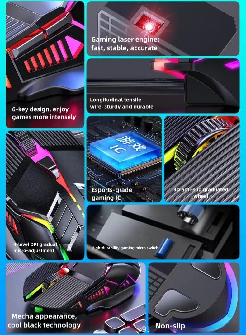 Wired RGB High-Performance Gaming Mouse – Ergonomic Design for Office, Home  Gaming, Silent Clicks for Laptop  Desktop Computers, Universal Compatibility for All Users - Image 3