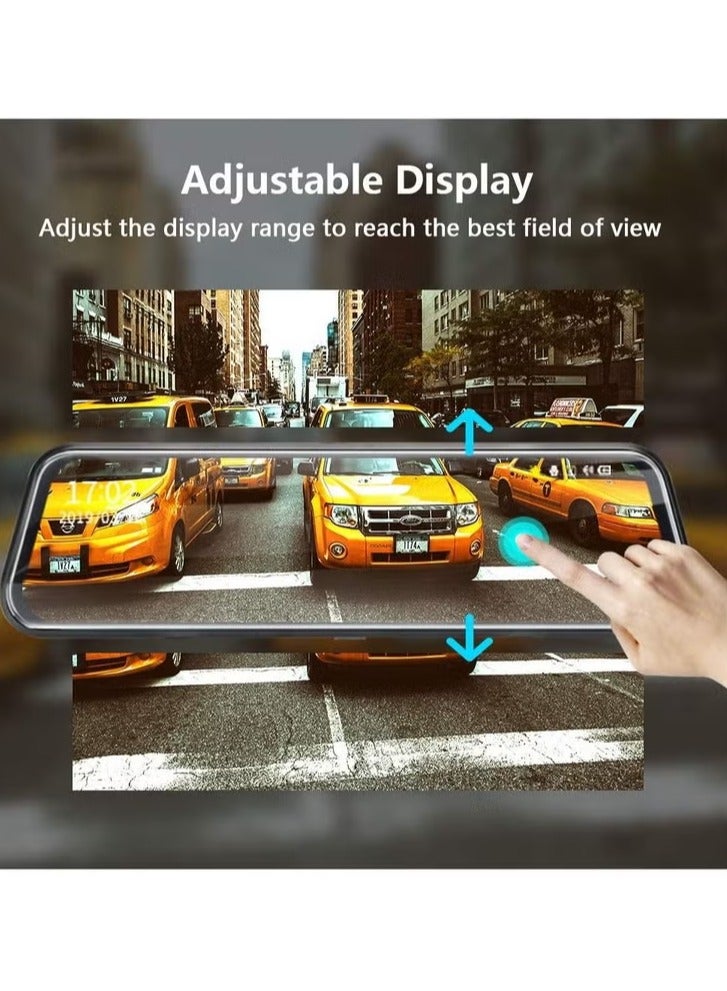 AROAQ Mirror Dash Cam, 1080p 9.66''  Rear View Mirror Camera, 170°wide Angle Full Touch Screen Front And Rear View Backup Camera For Car, Car Drive Recorder With GPS Loop Recording And Parking Assistance - Image 3