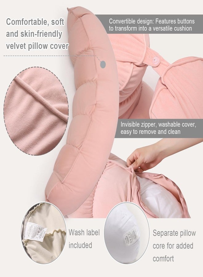 Ailuteie Peallow - Long Round Body Pillow for Adults, Bolster Pillow for Bed, Soft and Supportive Pillow for Sleeping & Lumbar Support (Soft Pastel Pink, 29.5") - Image 4