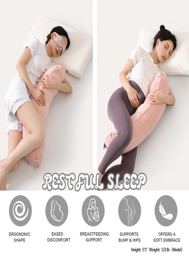 Ailuteie Peallow - Long Round Body Pillow for Adults, Bolster Pillow for Bed, Soft and Supportive Pillow for Sleeping & Lumbar Support (Soft Pastel Pink, 29.5") - Image 5