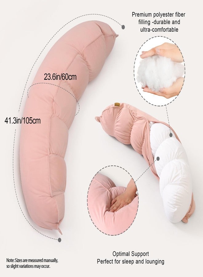 Ailuteie Peallow - Long Round Body Pillow for Adults, Bolster Pillow for Bed, Soft and Supportive Pillow for Sleeping & Lumbar Support (Soft Pastel Pink, 29.5") - Image 3
