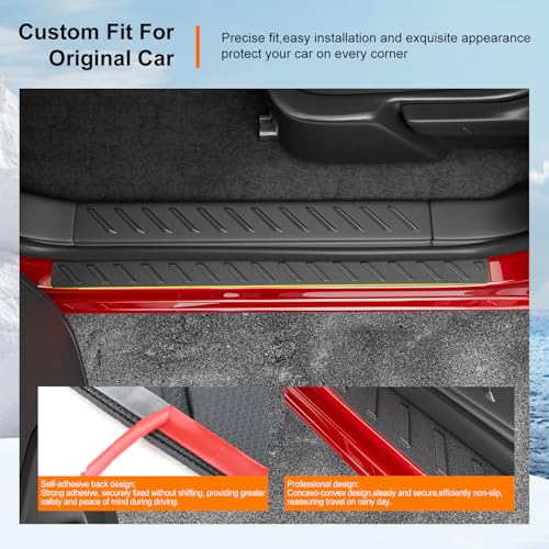 powoq Door Sill Protector Compatible with 20232026 Chevy Colorado GMC Canyon Car Door Sill Guard TPE 4Pcs Car Entry Protection Replacement for 2023 2024 2025 2026 Chevy Colorado Accessories - Image 3