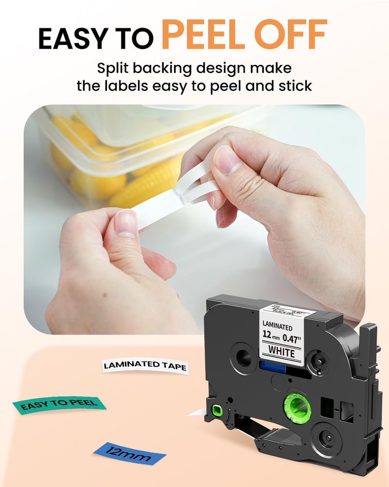 Labelife Replacement for Brother P Touch Label Maker Tape 12mm 0.47 Laminated Multicolor TZe TZ Tape, Compatible with PT-D210 D220 H110 D400 D600, White/Red/Blue/Yellow/Green/Orange, 1/2" x 26.2', 6-Pack - Image 4