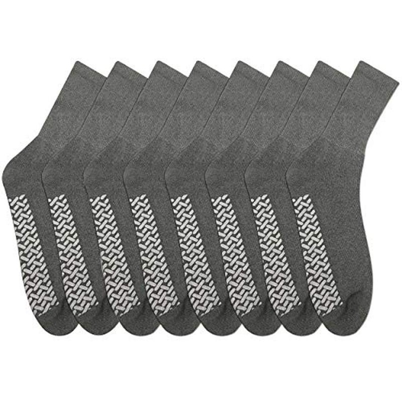 Personal Touch Diabetic Socks - Non Skid Hospital Loose Fitting Slipper Socks With Gripper Bottoms 6 Pack Savings - Gripper socks (Grey, 10-13) - Image 4