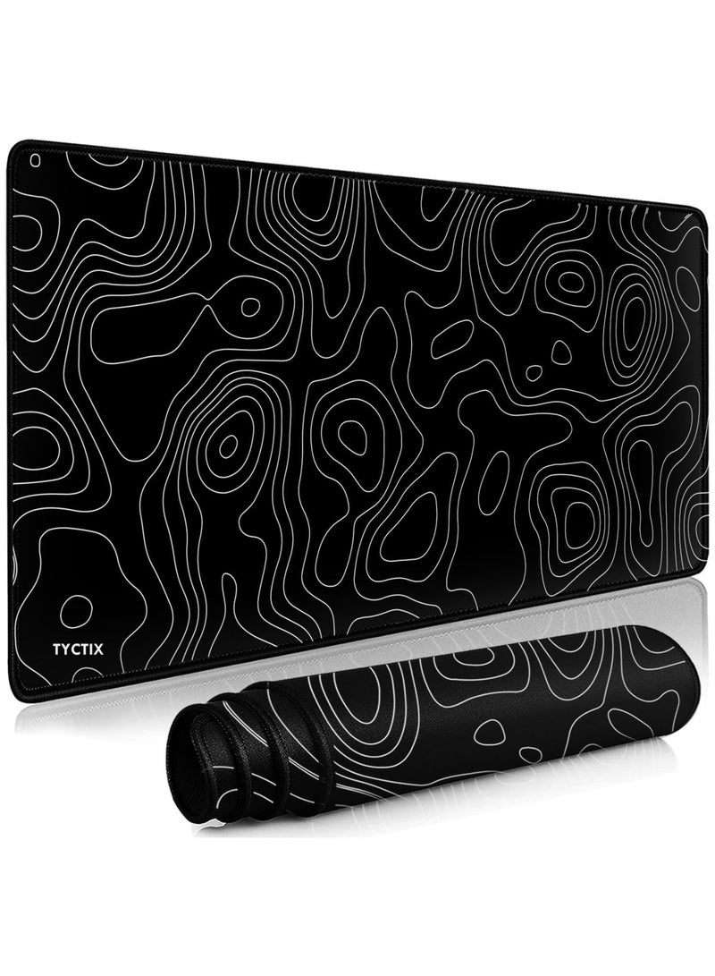 TYCTIX Large Mouse Pad 800x300mm Extended Mouse Pad Non-Slip Rubber Base Gaming Mouse pad Office Mouse Mat Smooth Cloth Surface Desk Mat Keyboard Pads for Computers, Black and White  - Image 1