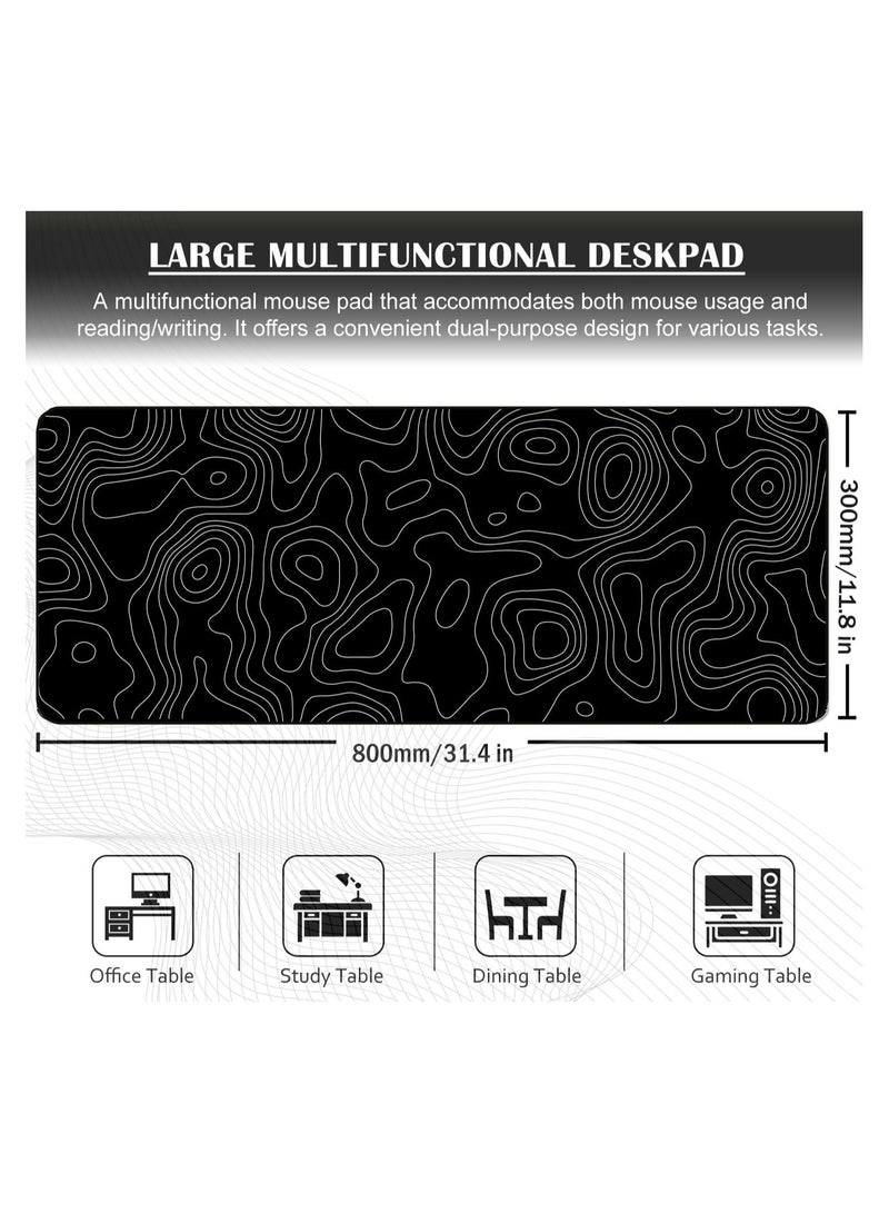 TYCTIX Large Mouse Pad 800x300mm Extended Mouse Pad Non-Slip Rubber Base Gaming Mouse pad Office Mouse Mat Smooth Cloth Surface Desk Mat Keyboard Pads for Computers, Black and White  - Image 2