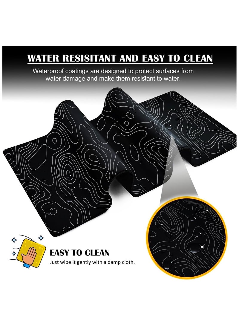 TYCTIX Large Mouse Pad 800x300mm Extended Mouse Pad Non-Slip Rubber Base Gaming Mouse pad Office Mouse Mat Smooth Cloth Surface Desk Mat Keyboard Pads for Computers, Black and White  - Image 3