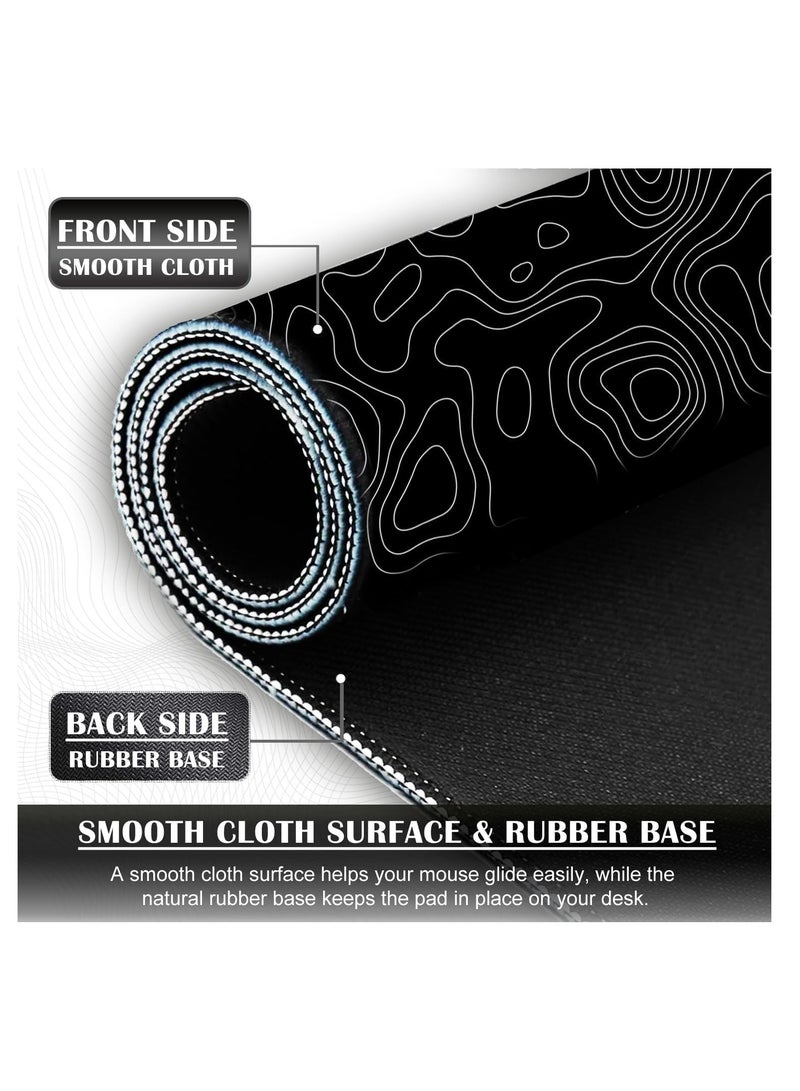 TYCTIX Large Mouse Pad 800x300mm Extended Mouse Pad Non-Slip Rubber Base Gaming Mouse pad Office Mouse Mat Smooth Cloth Surface Desk Mat Keyboard Pads for Computers, Black and White  - Image 4