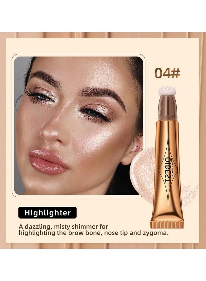 URQT Cream Bronzer Contour Beauty Wand, Highlighter Contour Blush With Cushion Applicator, Liquid Face Bronzer Makeup Wand Lightweight Natural Super Silky Cream Contour Stick Beauty Light Wand (Contour+Blush+Highlighter) - Image 5