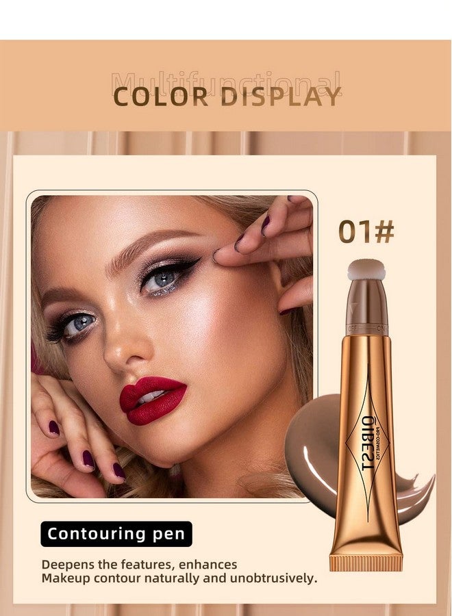 URQT Cream Bronzer Contour Beauty Wand, Highlighter Contour Blush With Cushion Applicator, Liquid Face Bronzer Makeup Wand Lightweight Natural Super Silky Cream Contour Stick Beauty Light Wand (Contour+Blush+Highlighter) - Image 3