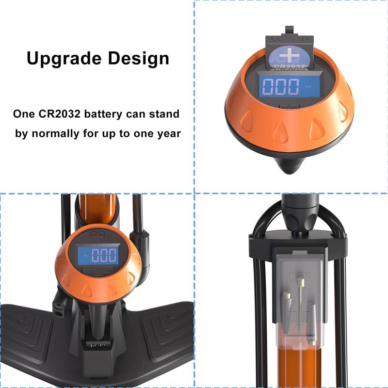 GOBKO Digital Bicycle Floor Pump with Dual Valve Compatibility and High Pressure Gauge - Image 3