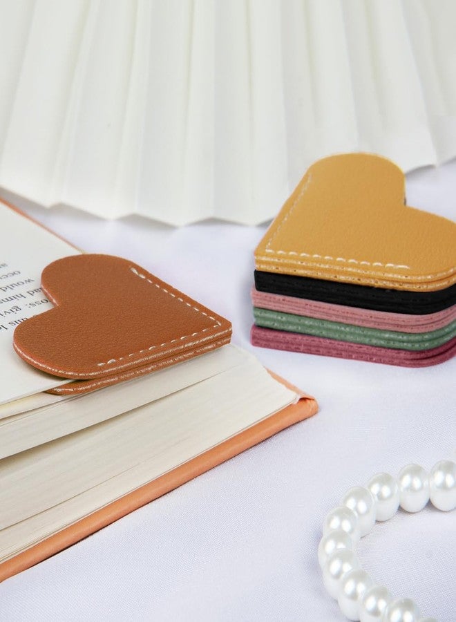 Kinsound 6pcs Leather Heart Bookmarks, Cute Corner Page Book Marks for Teachers Students Book Reading Lovers, for School Office Home Supplies - Image 4