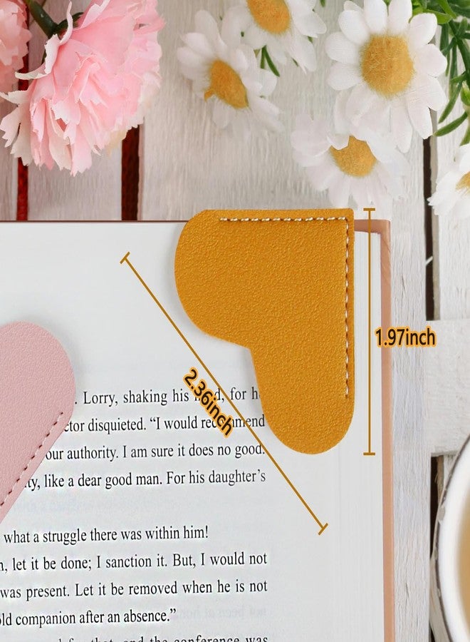 Kinsound 6pcs Leather Heart Bookmarks, Cute Corner Page Book Marks for Teachers Students Book Reading Lovers, for School Office Home Supplies - Image 3