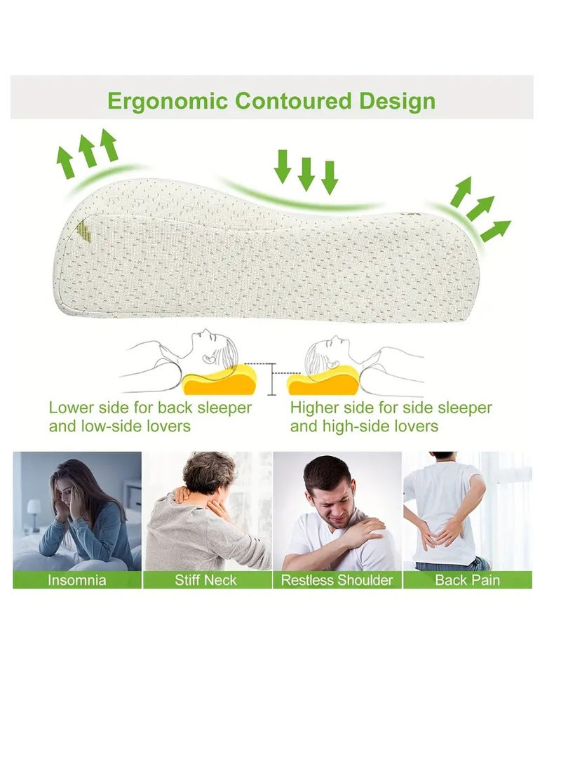 Bamboo 1pc Bamboo Memory Foam Sleep Pillow Contoured Cervical Orthopedic Pillow Neck Support Breath Pillow For Back Stomach Side Sleepers - Image 3