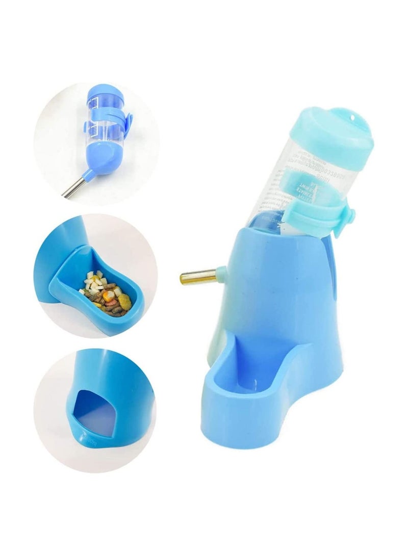 زجاجة مياه هامستر معلقة 3 في 1 للحيوانات الأليفة الصغيرة، زجاجة شرب أوتوماتيكية مع حاوية طعام، كرة معلقة لمنع تسرب المياه، للهامستر، الفئران زرقاء - Image 5